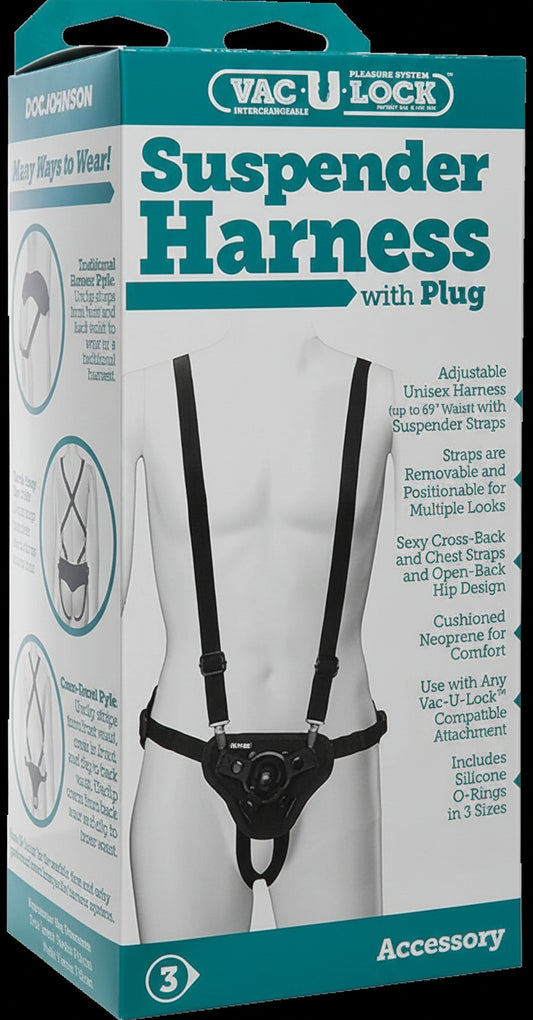 Vac-U-Lock Suspender Harness with Plug Black