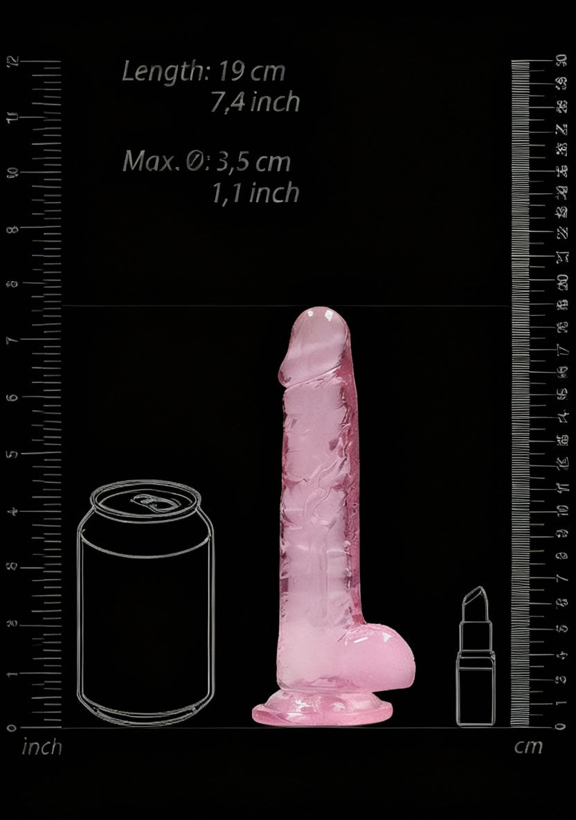 7in Realistic Dildo with Balls Pink
