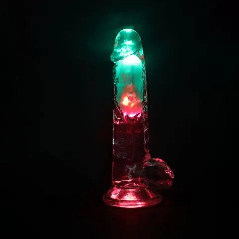REALROCK 8'' with Balls Wireless Rechargeable LED Vibrating Dong