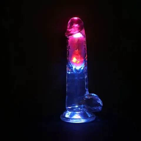 REALROCK 8'' with Balls Wireless Rechargeable LED Vibrating Dong