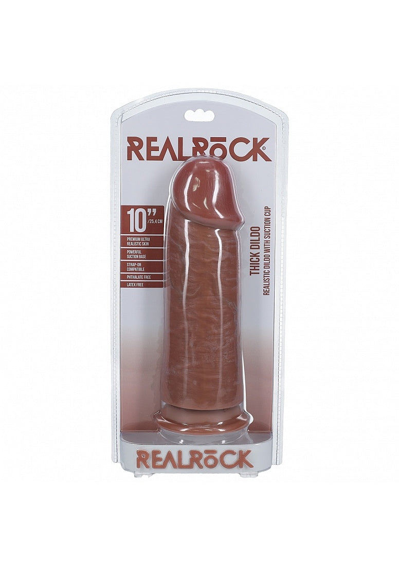RealRock Ultra Realistic Skin - Extra Thick Straight without Balls 10" / 25,4 cm - Tan