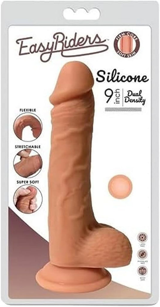 Easy Riders 9" Dual Density Silicone Dildo With Balls