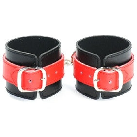 Wrist Cuffs Black/Red Leather