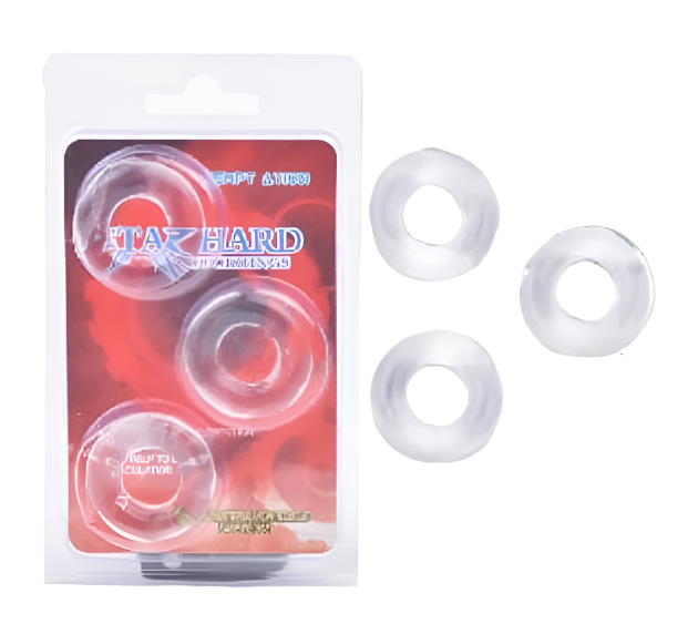 Clear Color Triple Donuts Cockring Kit