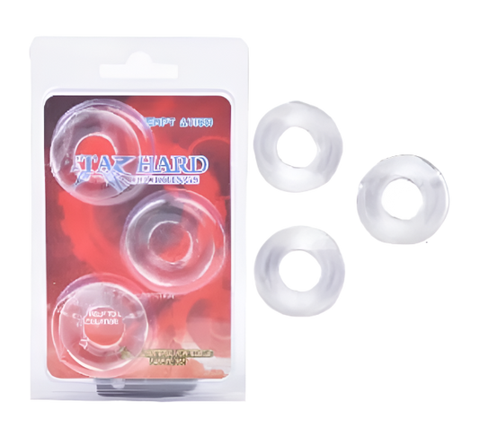 Clear Color Triple Donuts Cockring Kit