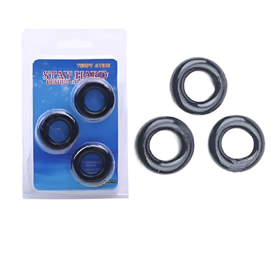 Triple Black Cockring Kit