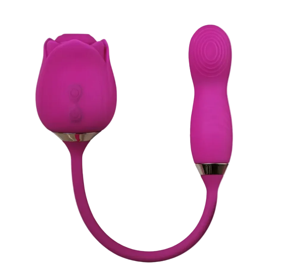 10-Speed Purple Color Silicone Clitoral Sucking Rose with Wiggling Vibrator