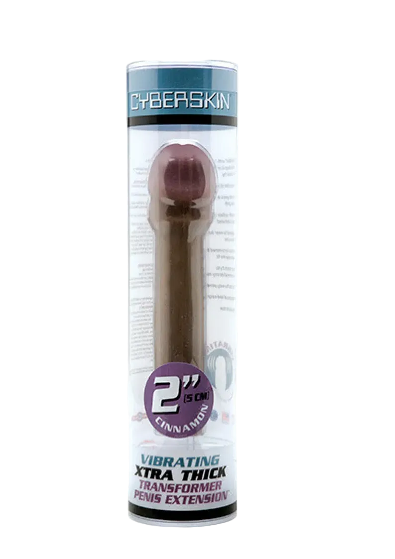 CyberSkin 2 inch Xtra Thick Vibrating Transformer Penis Extension Dark