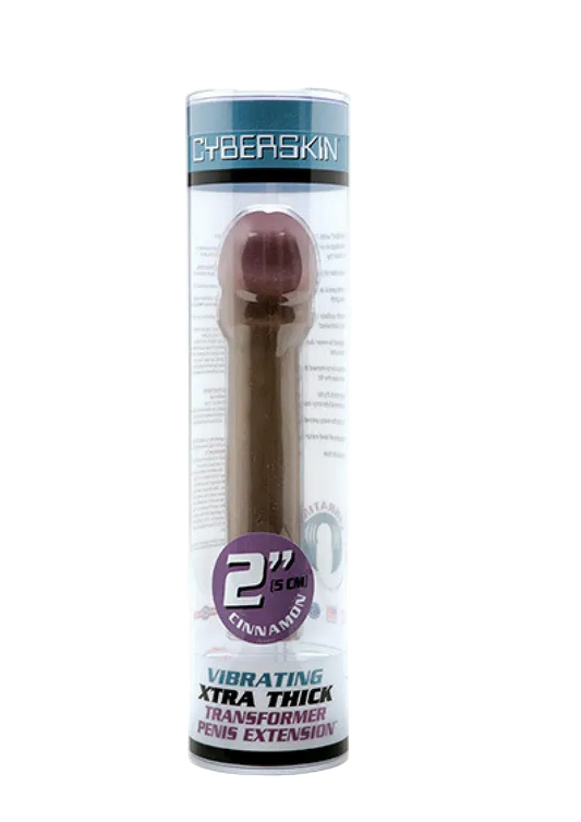 CyberSkin 2 inch Xtra Thick Vibrating Transformer Penis Extension Dark