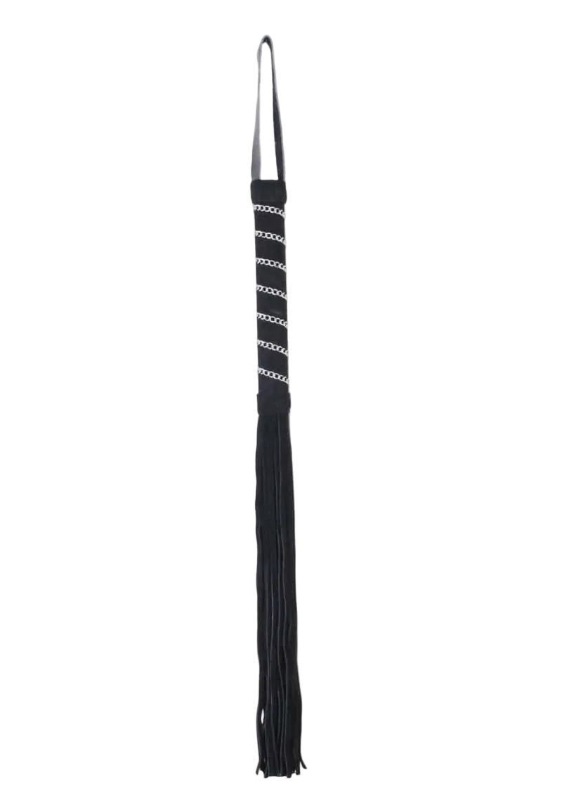 Suede Flogger with Chain Black