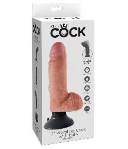 King Cock 7 in Vibrating Cock With Balls  XXX