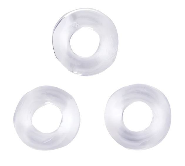 Clear Color Triple Donuts Cockring Kit
