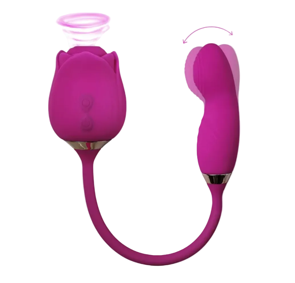 10-Speed Purple Color Silicone Clitoral Sucking Rose with Wiggling Vibrator