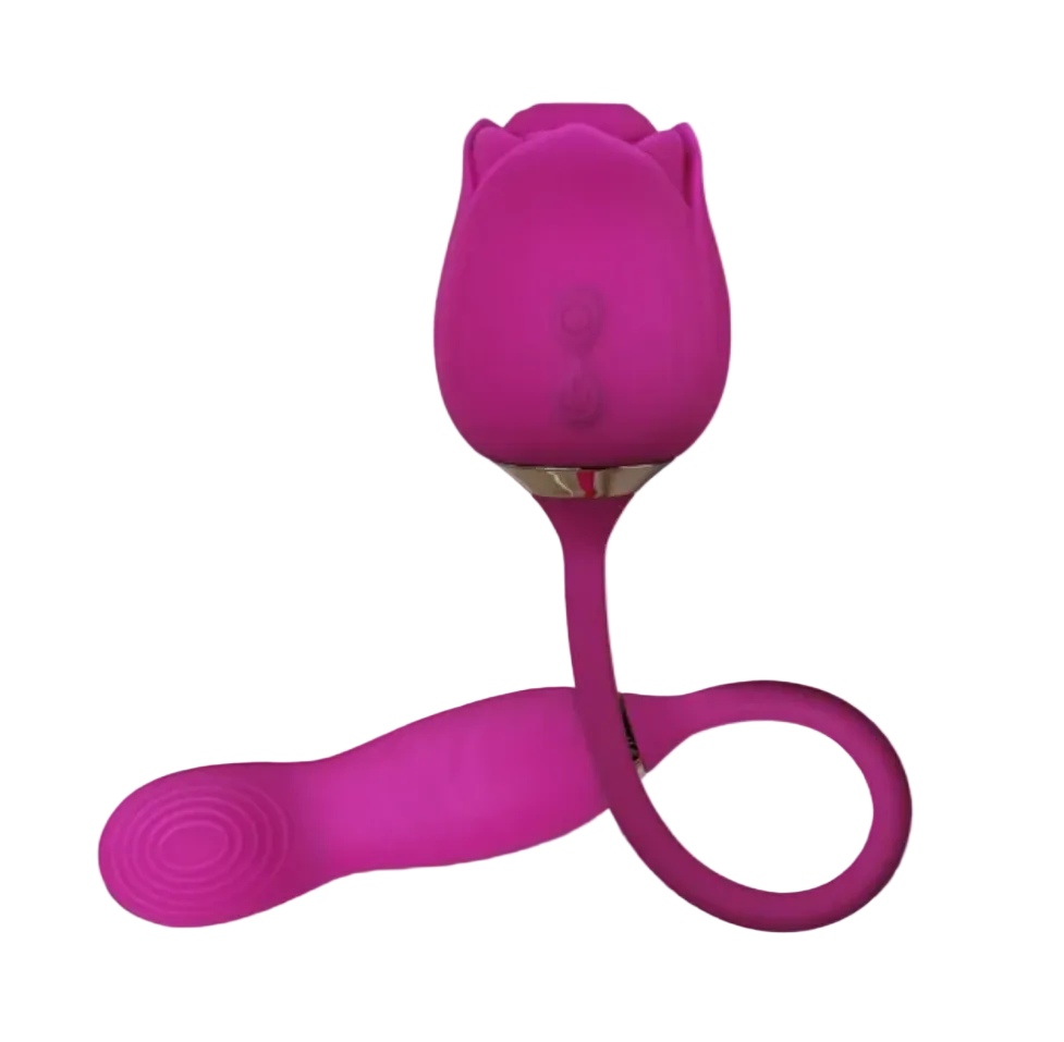 10-Speed Purple Color Silicone Clitoral Sucking Rose with Wiggling Vibrator