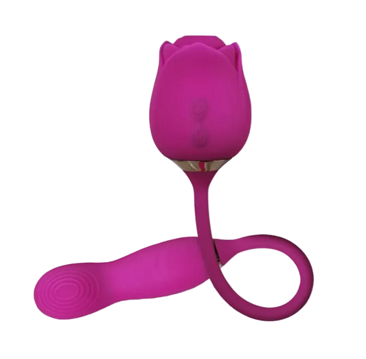 10-Speed Purple Color Silicone Clitoral Sucking Rose with Wiggling Vibrator