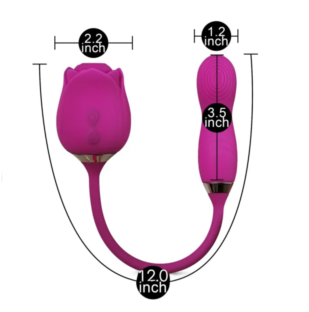 10-Speed Purple Color Silicone Clitoral Sucking Rose with Wiggling Vibrator