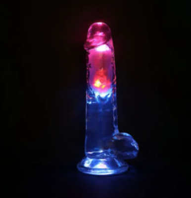 REALROCK 8'' with Balls Wireless Rechargeable LED Vibrating Dong