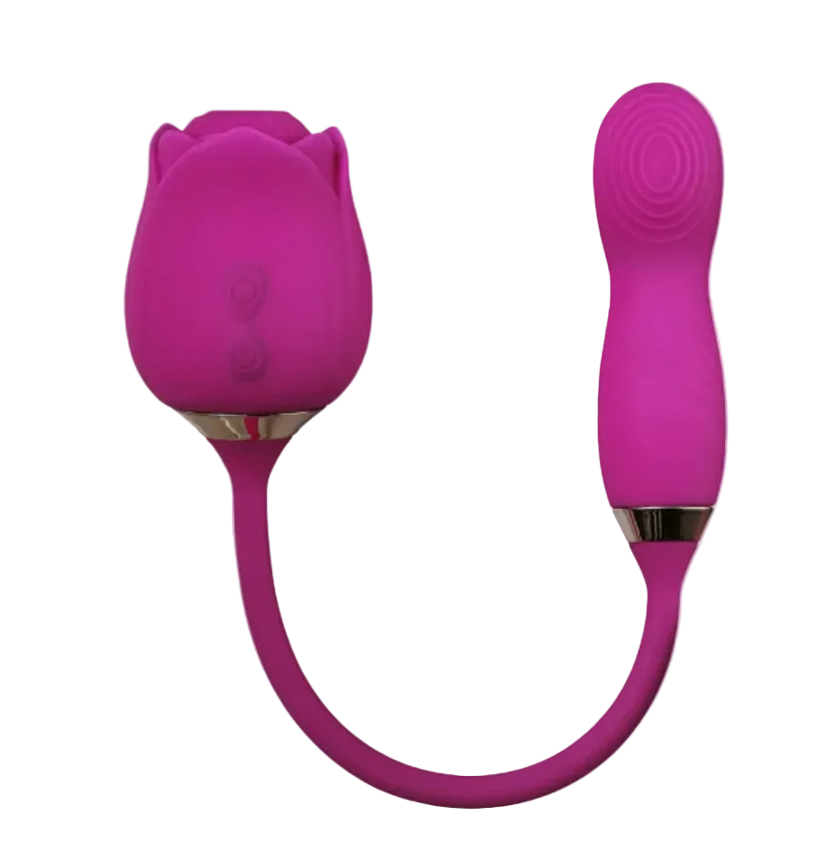 10-Speed Purple Color Silicone Clitoral Sucking Rose with Wiggling Vibrator