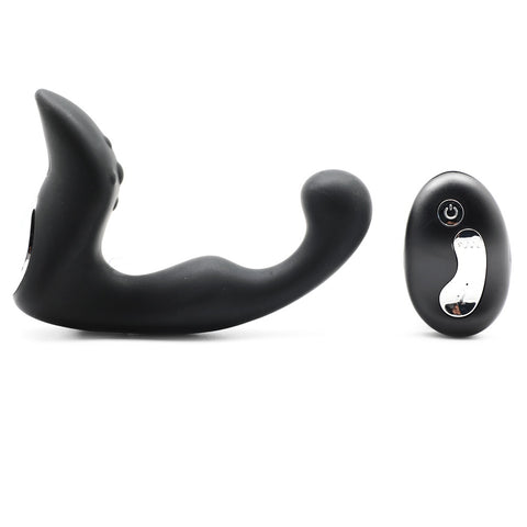 Remote Control 10-Speed Rechargeable Black Color Silicone Prostate Massager (Type III)