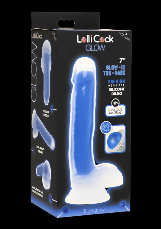 Lollicock 7" Glow-In-The-Dark Silicone Dildo With Balls