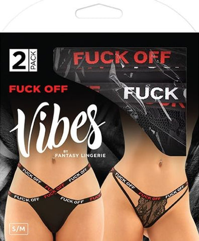 Vibes-Fuck Off Buddy Pack 2Pc. Cutout Lace Panty & Caged Thong