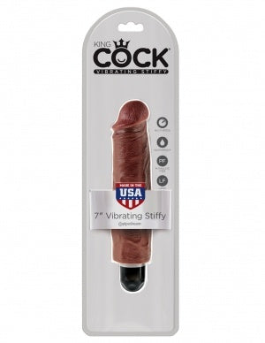 King Cock 7in Vibrating Stiffy Brown  XXX