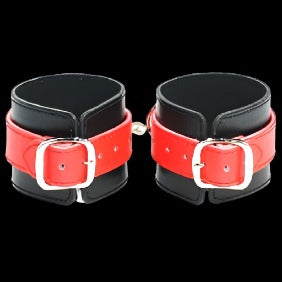 Wrist Cuffs Black/Red Leather