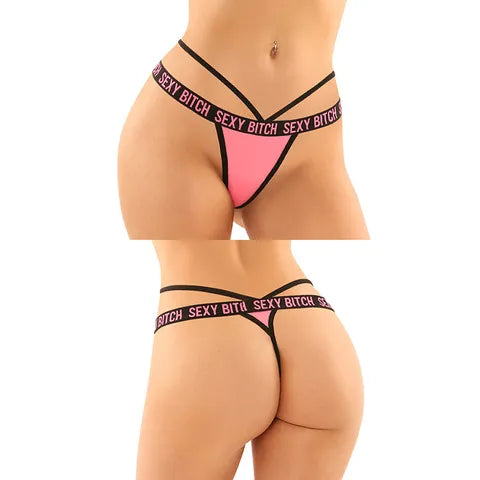 Vibes -Sexy Bitch Buddy Pack 2Pc. Cheeky Lace Panty & Strappy Thong