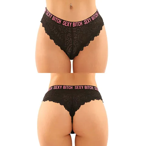 Vibes -Sexy Bitch Buddy Pack 2Pc. Cheeky Lace Panty & Strappy Thong