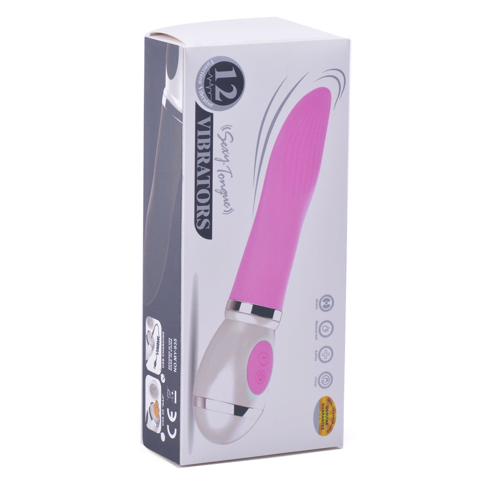 Pink Colour 12-Speed Silicone Rechargeable Flicking Tongue