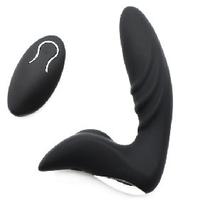 12 Speeds Remote Control Rechargeable Black Silicone Prostate Massager ( Type II )